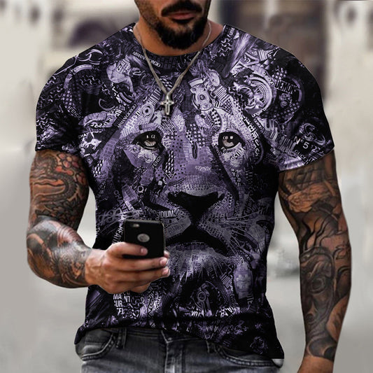 Tech Digital Lion Print Men's T-Shirt